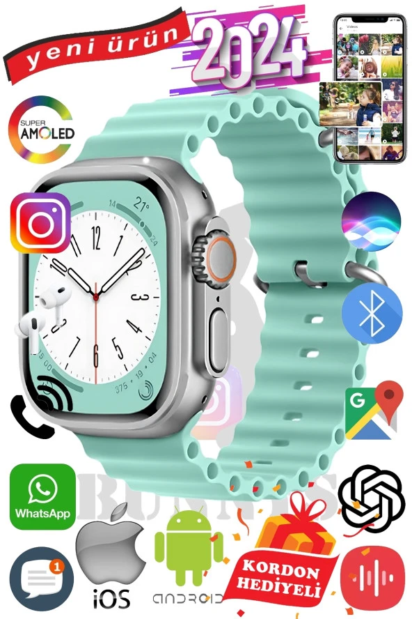 Oukitel Uyumlu Akıllı Saat ULTRA MAX 2024 Kordon Hediyeli Amoled Ekran ürün görseli 1
