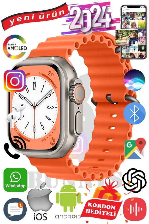 Oukitel Uyumlu Akıllı Saat ULTRA MAX 2024 Kordon Hediyeli Amoled Ekran ürün görseli 1