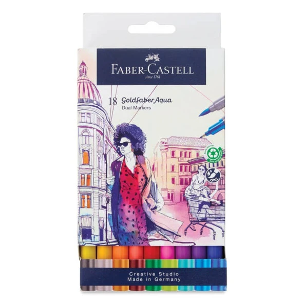 Faber Castell Goldfaber Aqua Çift Uçlu Marker 18 Renk ürün görseli 1