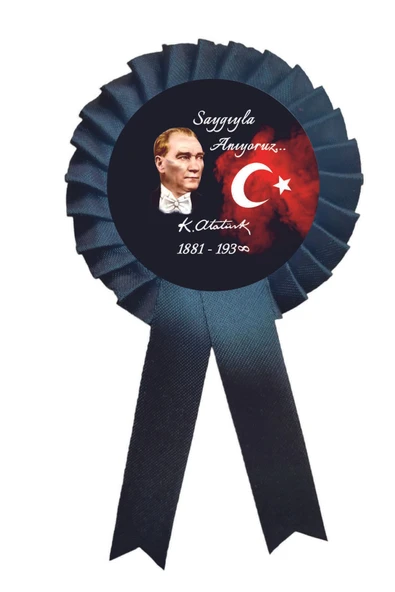 yıldızkurdelaankara 10 KASIM ATATÜRK SAYGIYLA ANIYORUZ SATEN KOKART ROZET 50 ADET ürün görseli 1