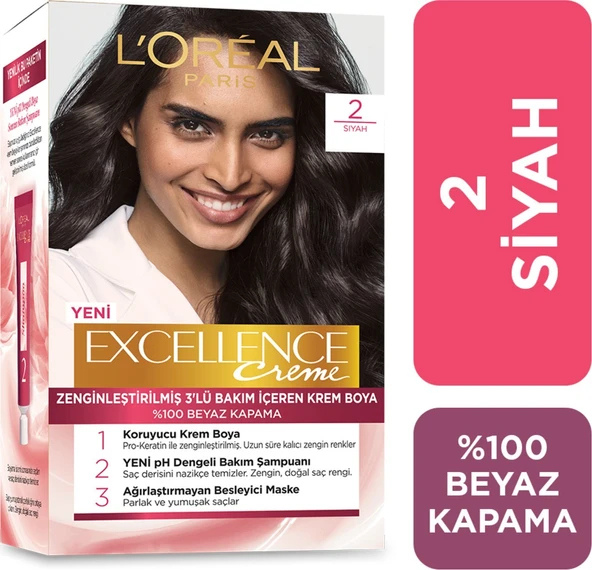 L'Oréal Paris Excellence Creme Saç Boyası 2 Siyah ürün görseli 1