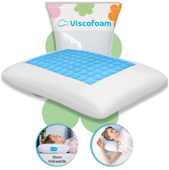 Viscofoam Comfy Terletmeyen Ortopedik Yastık Serinleten Visco Yastık Jelli Yastık 55x35x12cm ürün görseli 1