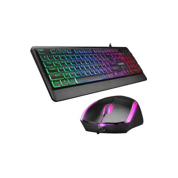 Everest Km-r59 Forza Plus Siyah Usb Rainbow Backlight Q Kablolu Klavye + 1200 Dpi Mouse Set ürün görseli 1