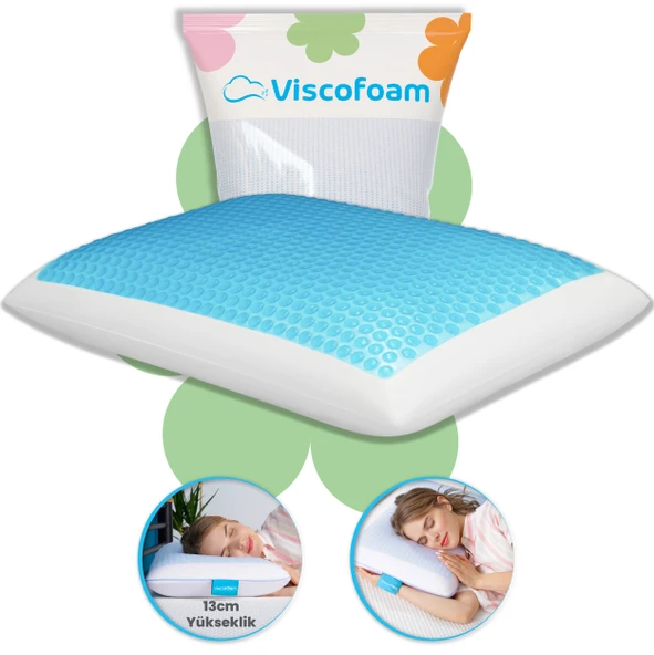 Viscofoam Evva Terletmeyen Ortopedik Yastık Serinleten Visco Yastık Jelli Yastık 59x39x13cm ürün görseli 1