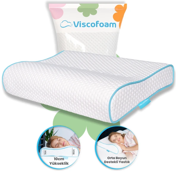 Viscofoam Boyun Destekli Ortopedik Yastık Visco Yastık 57x37x10-7cm ürün görseli 1