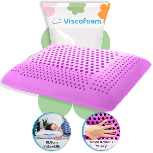 Viscofoam Aroma Terapi Hava Kanallı Ortopedik Yastık Visco Yastık Lavanta 60x40x16cm ürün görseli 1