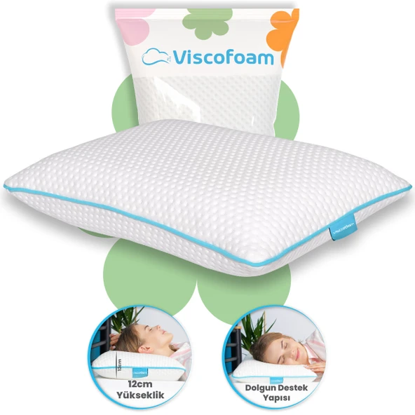 Viscofoam Comfy Boyun Destekli Ortopedik Yastık Tombul Visco Yastık - 55x35x12cm ürün görseli 1