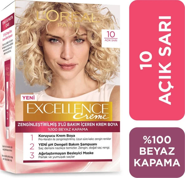 L'Oréal Paris Excellence Creme Saç Boyası - 10 Açık Sarı ürün görseli 1