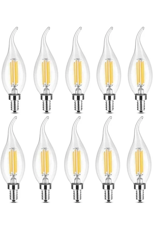 Livora Lighting Rustik Led Ampul 4w E14 Ince Duy Gün Işığı 3200k 10 Adet Kıvrık Mum Ampul ürün görseli 1