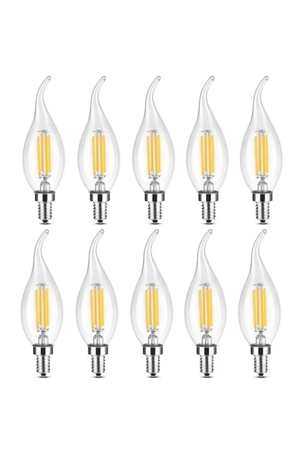 Livora Lighting Rustik Led Ampul 4w E14 Ince Duy Gün Işığı 3200k 10 Adet Kıvrık Mum Ampul ürün görseli 1