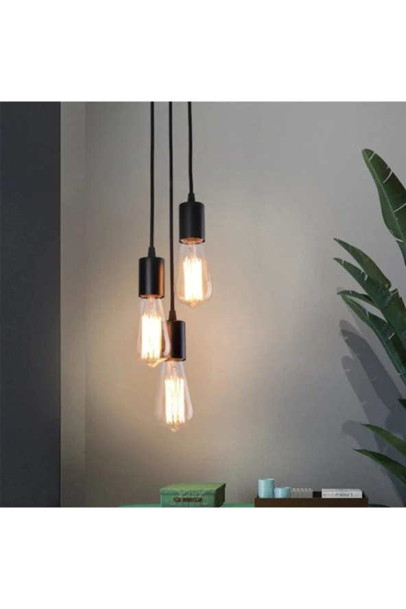 Livora Lighting Monica 3 Lü Siyah Rustik Sarkıt Avize ürün görseli 1