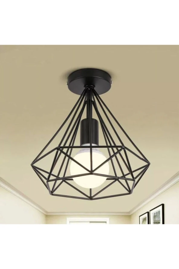 Livora Lighting Prizma Siyah Rustik Tekli Avize ürün görseli 1