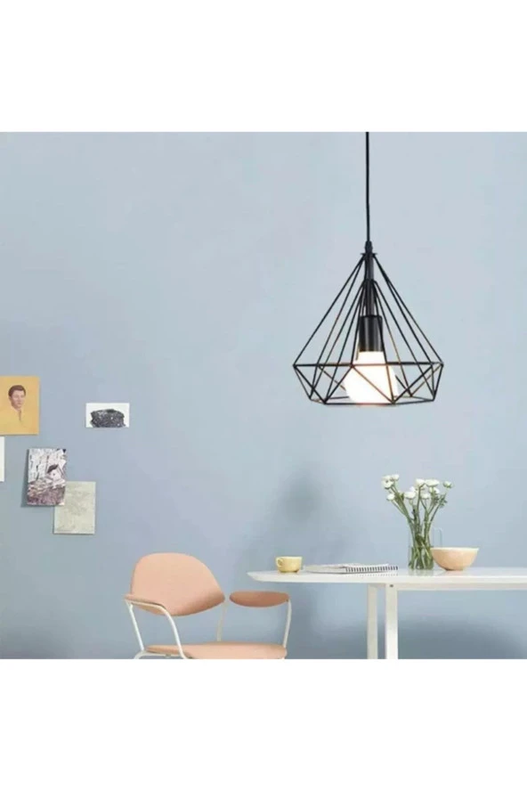 Livora Lighting Prizma Siyah Rustik Tekli Sarkıt Avize ürün görseli 1