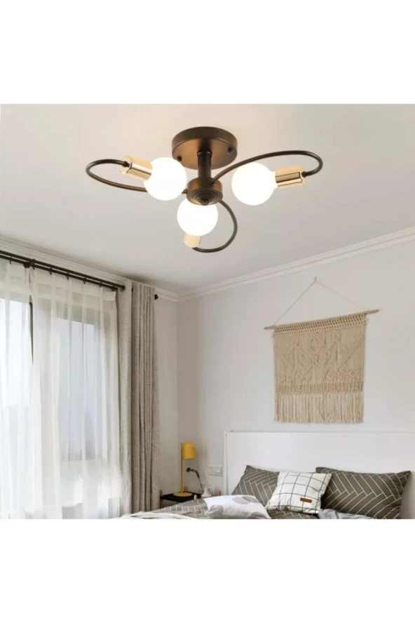 Livora Lighting Uranüs 3 Lü Siyah Gold Avize ürün görseli 1