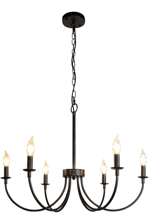 Livora Lighting Öykü 6lı Siyah Modern Sarkıt Avize ürün görseli 1