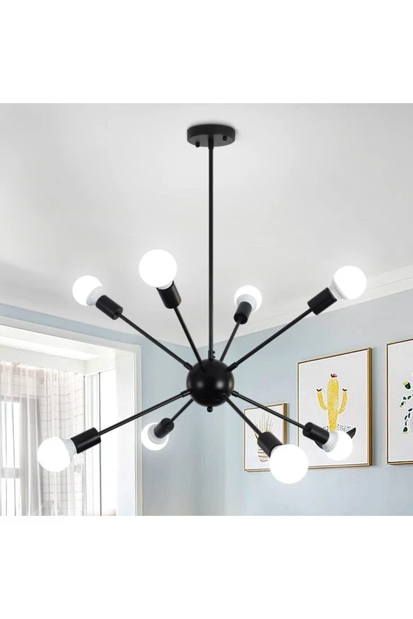 Livora Lighting Mia 8 Li Siyah Modern Kirpi Avize ürün görseli 1