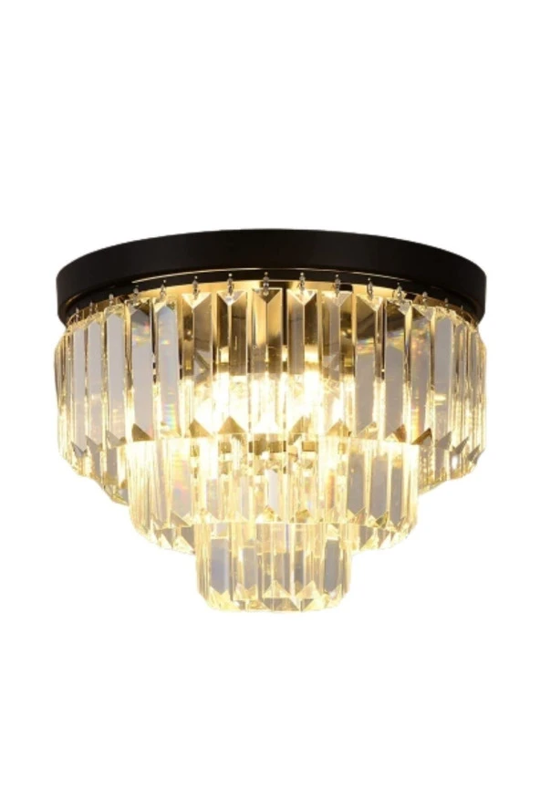 Livora Lighting Efsane 40 Lık Kristal Taşlı Siyah Modern Salon Avize ürün görseli 1