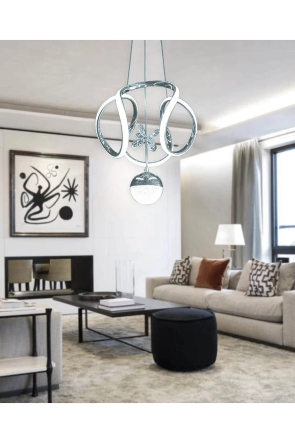 Livora Lighting Angel Modern Sarkıt 3 Kademeli Şeker Toplu Krom Led Avize ürün görseli 1
