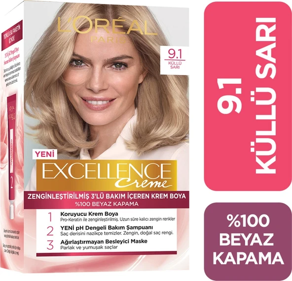 L'Oréal Paris Excellence Creme Saç Boyası 9.1 Sarı Küllü ürün görseli 1