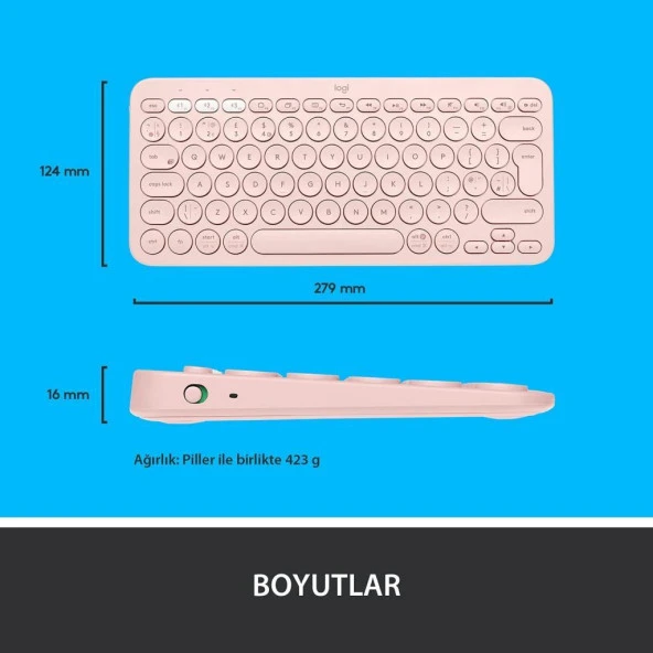 Logitech K380 Pembe Kablosuz Klavye Outlet - Resim 2