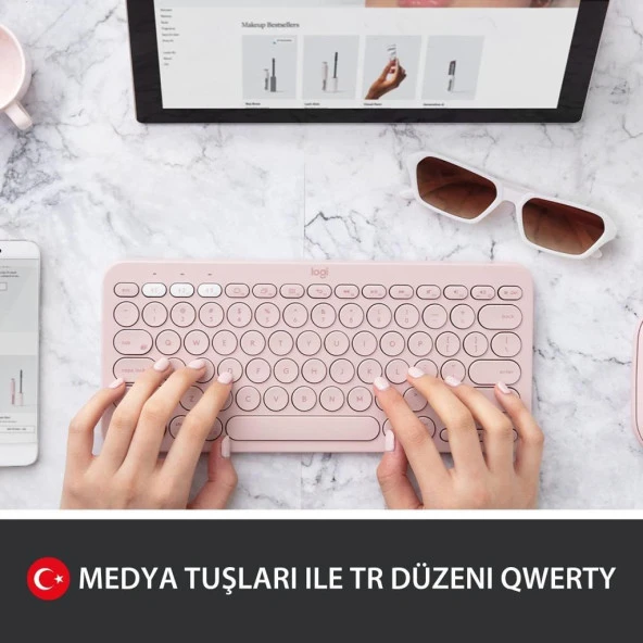 Logitech K380 Pembe Kablosuz Klavye Outlet - Resim 5