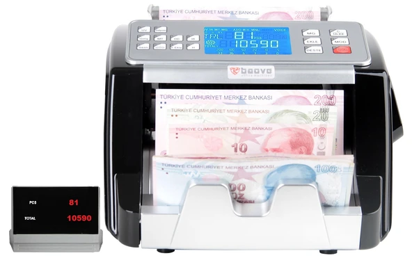 Baove GB83000 Karışık Para Sayma Makinesi - TL - Euro - Usd - Türkçe Sesli Uyarı + Müşteri Ekranı ürün görseli 1
