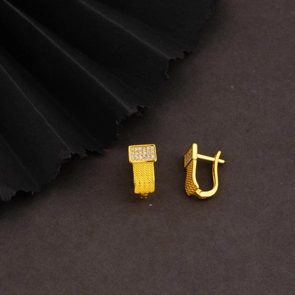 Trabzon Hasır 14 Ayar Bayan Altın Küpe - Resim 4