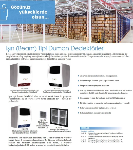 Maxlogic ML-2173 Konvansiyonel Reflektörlü Işın (Beam) Tipi Duman Dedektörü ürün görseli 1