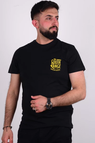 Cazador 24YCEEO04274 Siyah Erkek Slim Fit Bisiklet Yaka Baskılı Tşört ürün görseli 1
