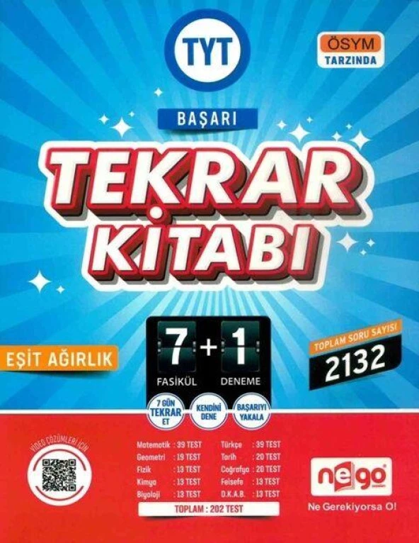 TYT Eşit Ağırlık Başarı Tekrar Kitabı 7 Fasikül 1 Deneme Nego yayınları ürün görseli 1
