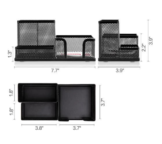 3 Bölmeli Metal Perforeli Organizer (SİYAH) - Resim 2