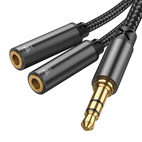 Joyroom SY-A04 Splitter Y Kulaklık Ayırıcı Ses Kablosu 0,2 m-Siyah ürün görseli 1