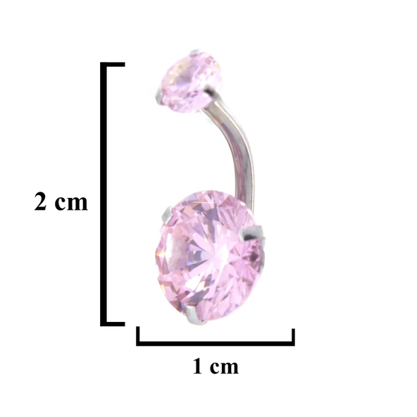 316L Çelik Pembe Zirkon Taşlı Piercing  PRC-207 - Resim 5