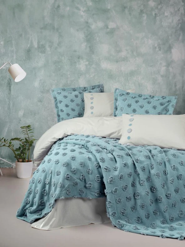 Cotton Box Ranforce Çift Kişilik Yatak Örtülü Nevresim Takımı Limi Aldo Mint ürün görseli 1
