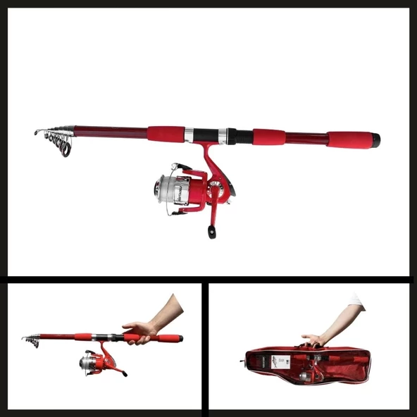 Uyguna-Yakala 2.10 Mt Kırmızı Combo Kamış Makine Set-LER.042 ürün görseli 1