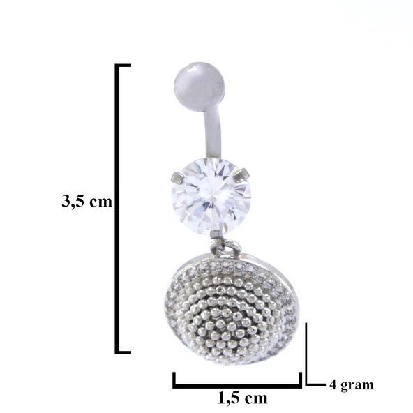 316L Çelik Zirkon Taşlı Küre Piercing PRC-135 - Resim 5