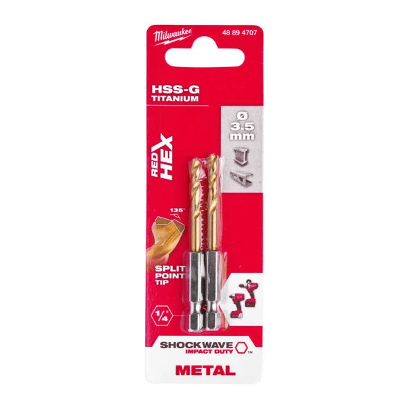 Milwaukee Metal Matkap Ucu Hex Girişli 3.5 Mm 48894707 ürün görseli 1