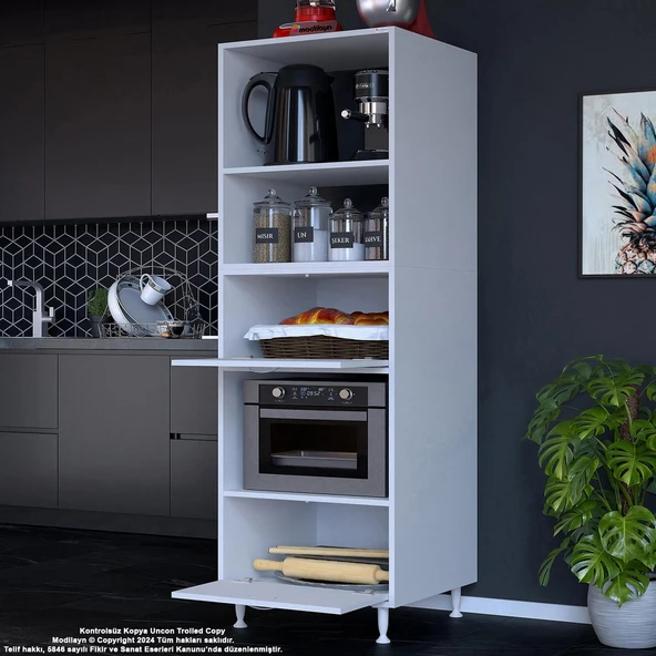Modilayn SİLVA LOYA 59,6 x 194,6 x 56 cm 2 Kapaklı Ankastre Fırın ve Mutfak Dolabı ürün görseli 1