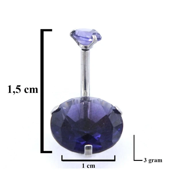 316L Çelik Mor Zirkon Taşlı Piercing PRC-111 - Resim 5
