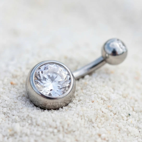316L Çelik Zirkon Taşlı Klasik Piercing PRC-107 ürün görseli 1