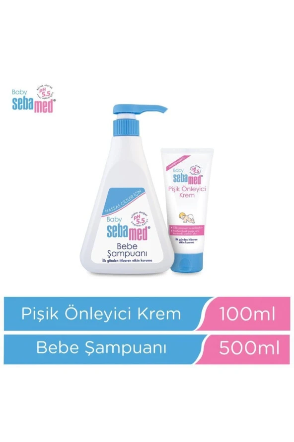 Sebamed Baby Bebek Şampuanı 500 ml & Pişik Önleyici Krem 100 ml ürün görseli 1