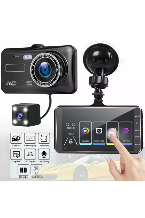 Mb-300 1296p 4" Ips Dokunmatik Ekran Araç Içi Çift Kamera Gece Görüşlü. Araç Kamera. ürün görseli 1