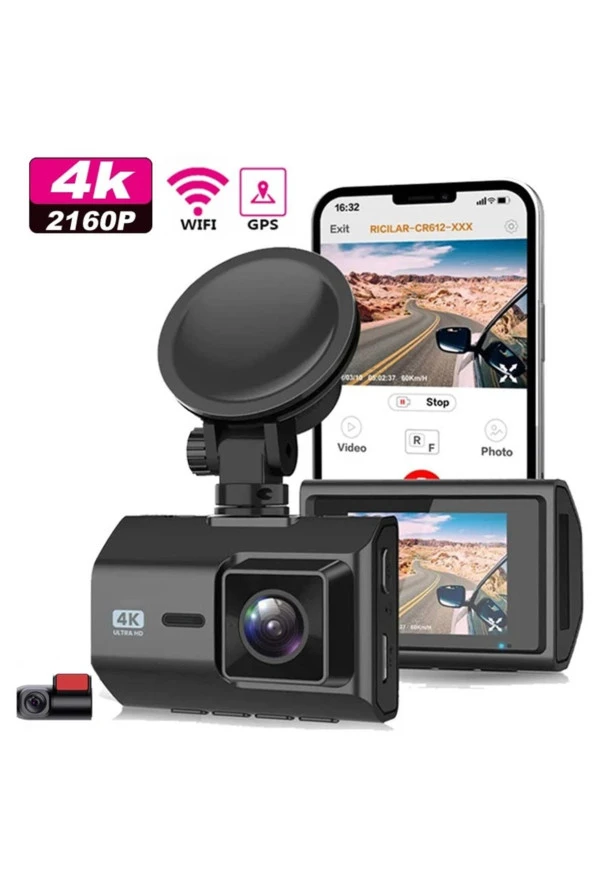 PREMİUM MB-5800 QUAD HD 4K+2K GPS+WİFİ+(TÜRKÇE UYGULAMA) ARAÇ İÇİ KAMERA. AKILLI 4K ARAÇ KAMERASI. ürün görseli 1