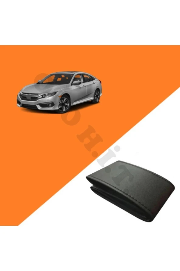 OTO H.İ.T.  HONDA CİVİC FC5 UYUMLU DERİ DİREKSİYON KILIFI KALİTELİ DİKMELİ SİYAH ürün görseli 1