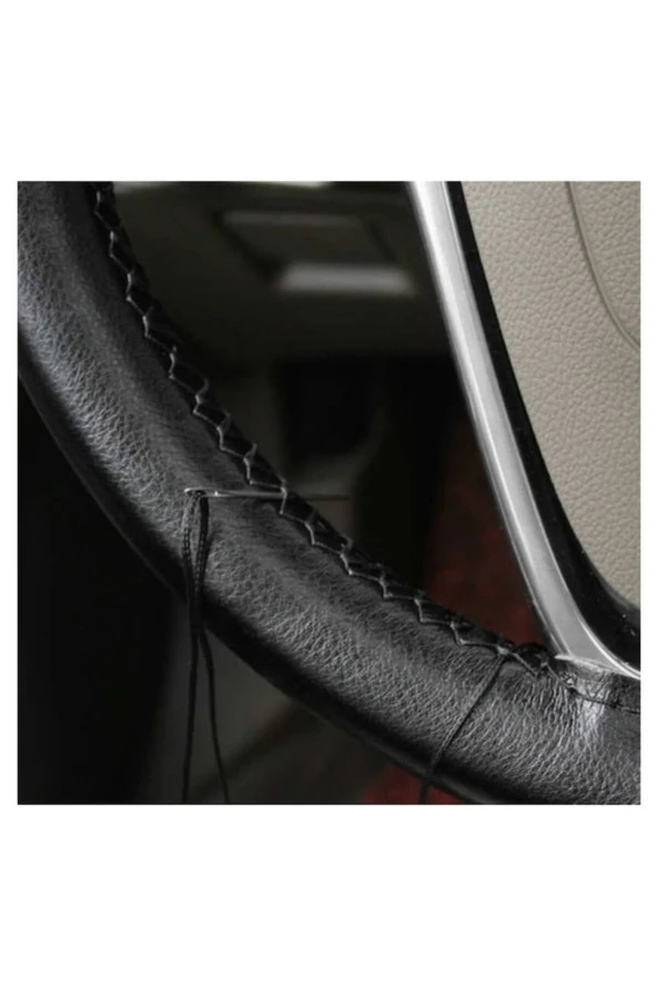 OTO H.İ.T.  VOLKSWAGEN PASSAT B7 UYUMLU DERİ DİREKSİYON KILIFI KALİTELİ DİKMELİ SİYAH ürün görseli 1