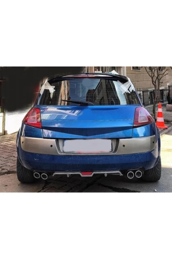 OTO H.İ.T.  RENAULT MEGANE 2 HATCHBACK UYUMLU BODY KİT DİFÜZÖR 4 ÇIKIŞ GRİ YUVARLAK ürün görseli 1