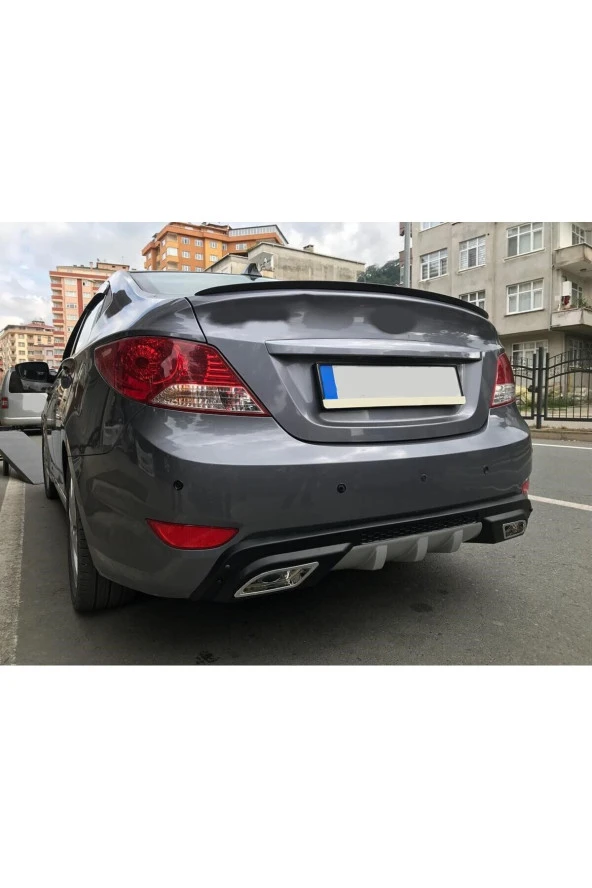 OTO H.İ.T.  HYUNDAİ ACCENT BLUE UYUMLU BODY KİT DİFÜZÖR 2 ÇIKIŞ GRİ KARE ürün görseli 1