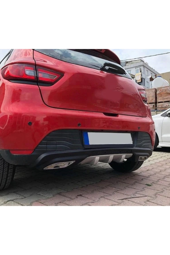 OTO H.İ.T.  RENAULT CLİO 4 UYUMLU BODY KİT DİFÜZÖR 2 ÇIKIŞ GRİ KARE ürün görseli 1