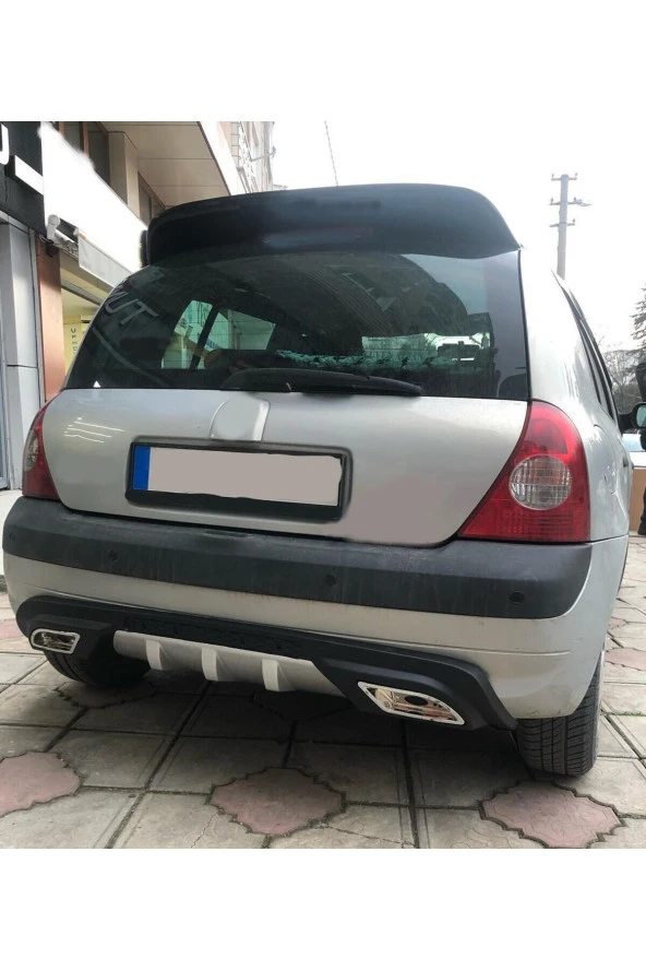 OTO H.İ.T.  RENAULT CLİO 2 UYUMLU BODY KİT DİFÜZÖR 2 ÇIKIŞ GRİ KARE ürün görseli 1