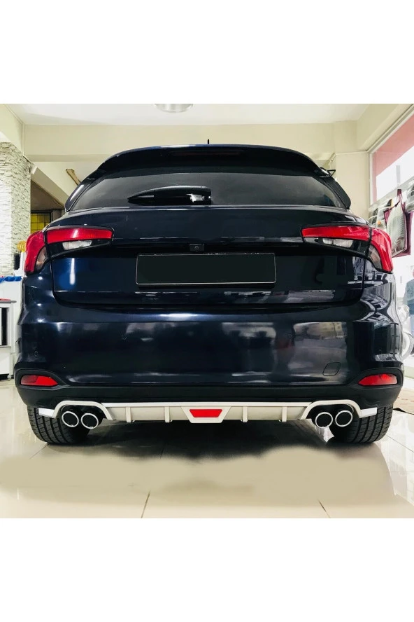 OTO H.İ.T.  FİAT EGEA HATCHBACK UYUMLU BODY KİT DİFÜZÖR 4 ÇIKIŞ YUVARLAK GRİ MODEL 1 ürün görseli 1
